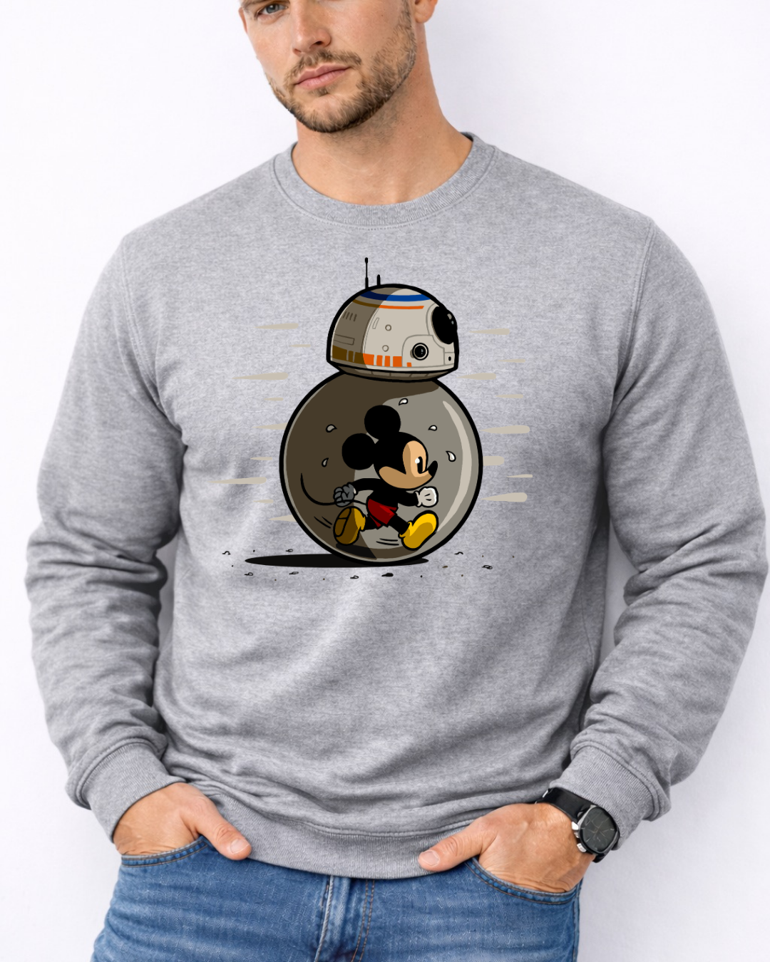 Mickey Mouse BB8 Disney Sweatshirt – Cozy Graphic Crewneck, Unisex Disney Style Jumper