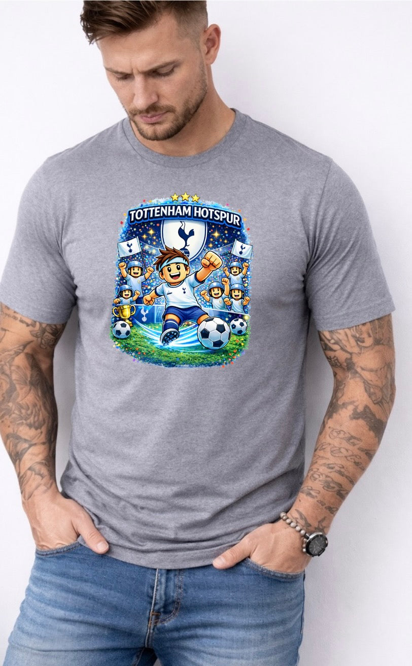 Tottenham Hotspur Football Fan Graphic T-Shirt – Cartoon Soccer Supporter Unisex Tee | Match Day Shirt