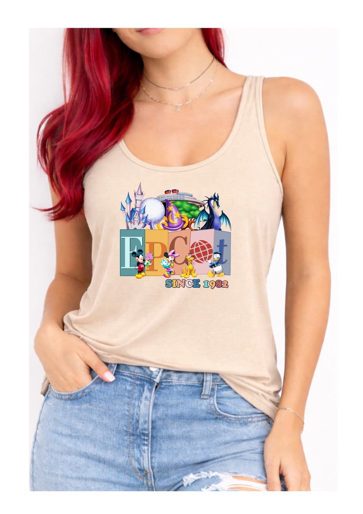 Epcot Disney Vest Top, Disney Tank Top Women, Disney World Outfit, Disney Holiday Shirt, Theme Park Outfit, Cute Disney