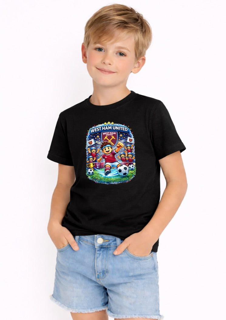 Claret & Blue Football Kids T-Shirt – Soccer Fan Graphic Tee for Boys
