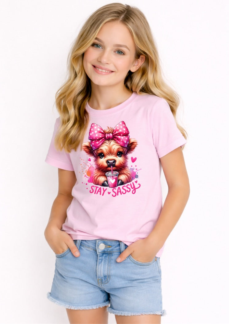 Cute Highland Cow Kids T-Shirt – Adorable Highland Calf Farm Animal Graphic Tee