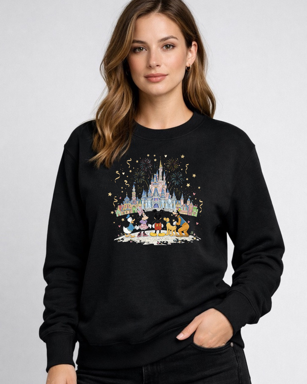 Fab 5 Castle Disney Sweatshirt – Cozy Graphic Crewneck, Unisex Disney Style Jumper