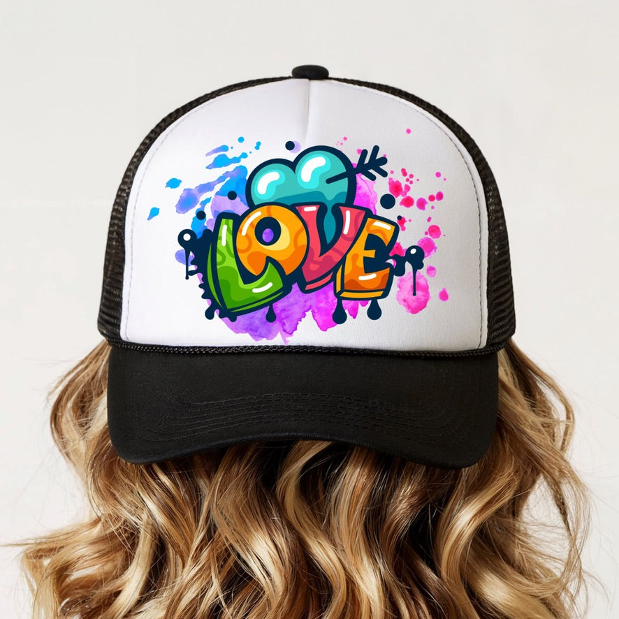 Kids Love Heart Trucker Cap | Colourful Love Snapback Hat | Cute Mesh Baseball Cap for Boys & Girls | Adjustable Kids Cap