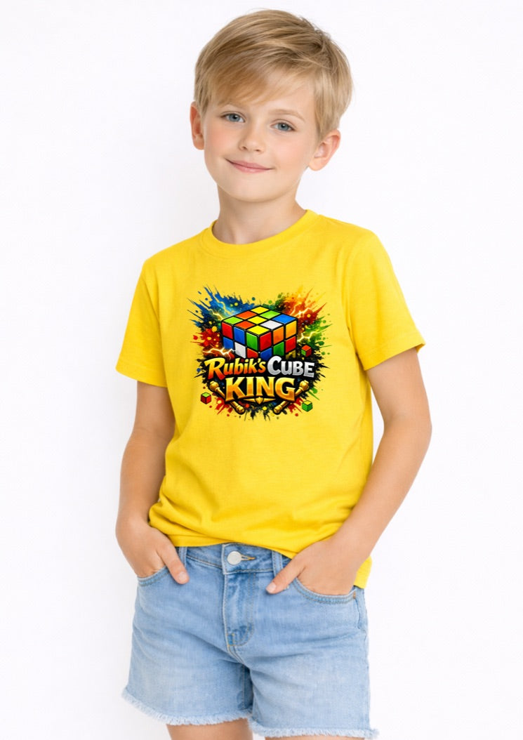 Rubik’s Cube King Kids T-Shirt – Puzzle Lover Graphic Tee