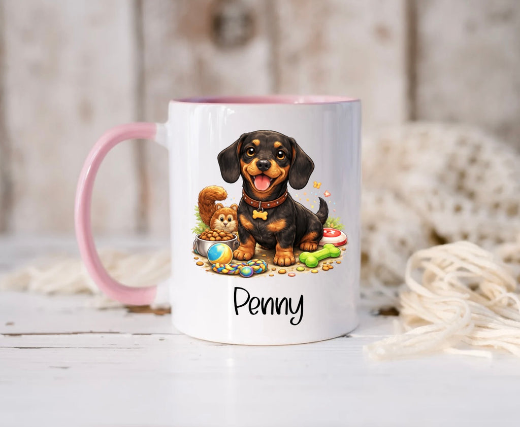 Personalised Dachshund Mug – Custom Name Coffee Cup