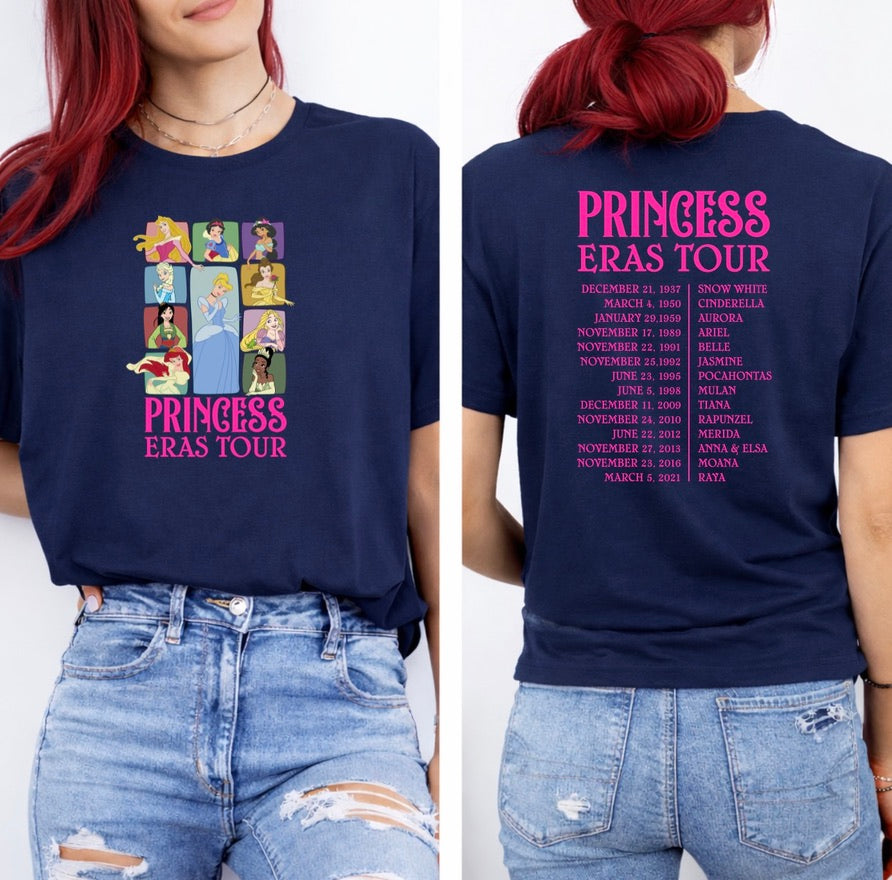 Princess Eras Tour Front & Back Graphic T-Shirt – Fairytale Character Tribute Tee