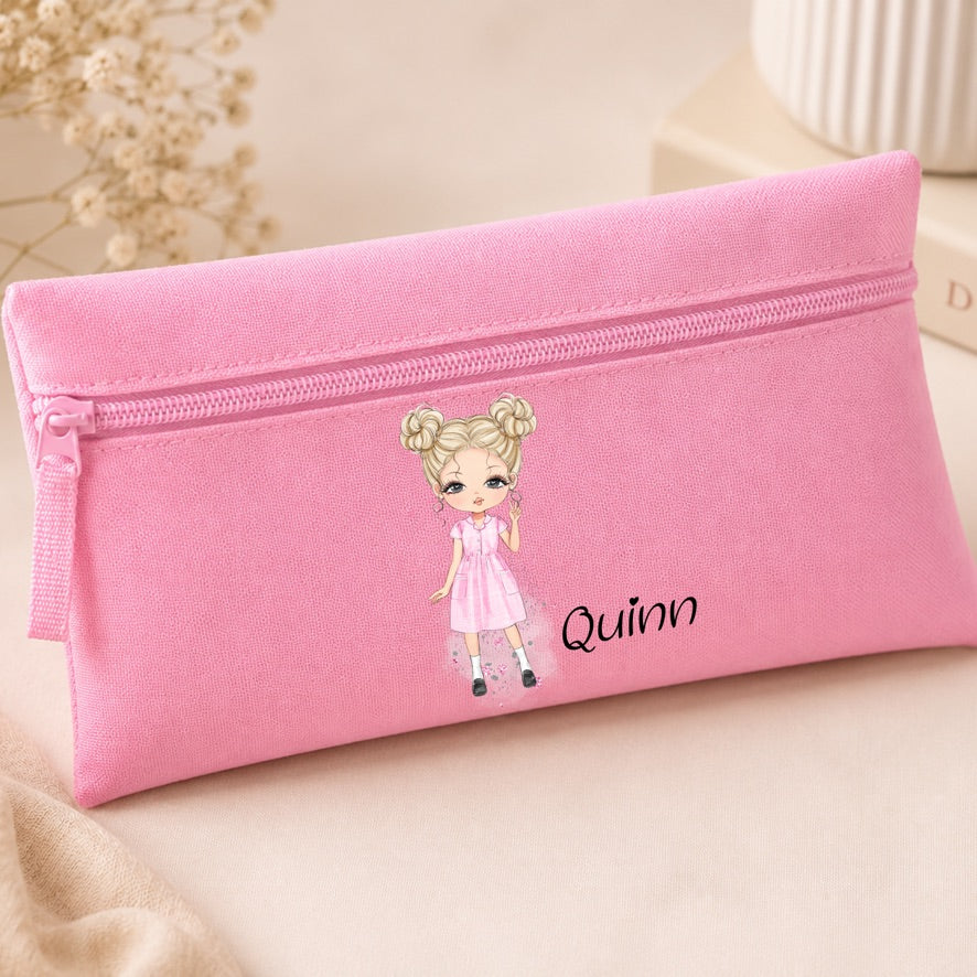 Personalised School Girl Dress Pencil Case | Custom Name Pencil Case | School Pencil Pouch | Cute School Supplies | Back to School Gift | Personalised Stationery
