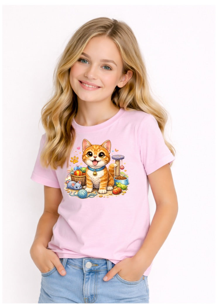 Cute Kitten Kids T-Shirt – Adorable Cat Lover Graphic Tee for Girls