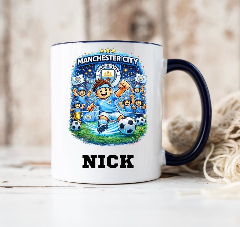 Personalised Manchester City Coffee Mug – Custom Name Ceramic Cup