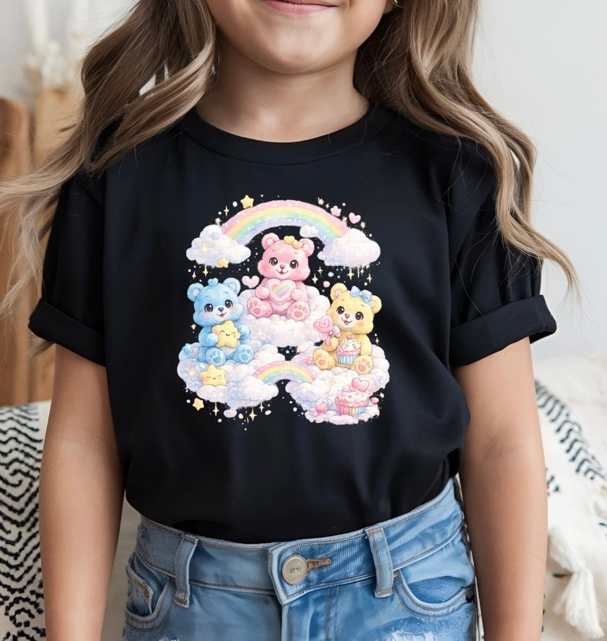 Rainbow Care Bears Kids Unisex Graphic T-Shirt | Comfortable Everyday Tee | Soft Cotton Top
