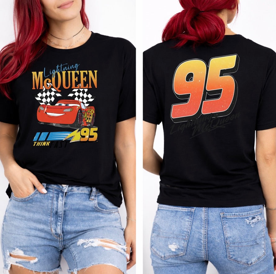 Racing Car 95 Front & Back Graphic T-Shirt – Vintage Speed Champion Tee