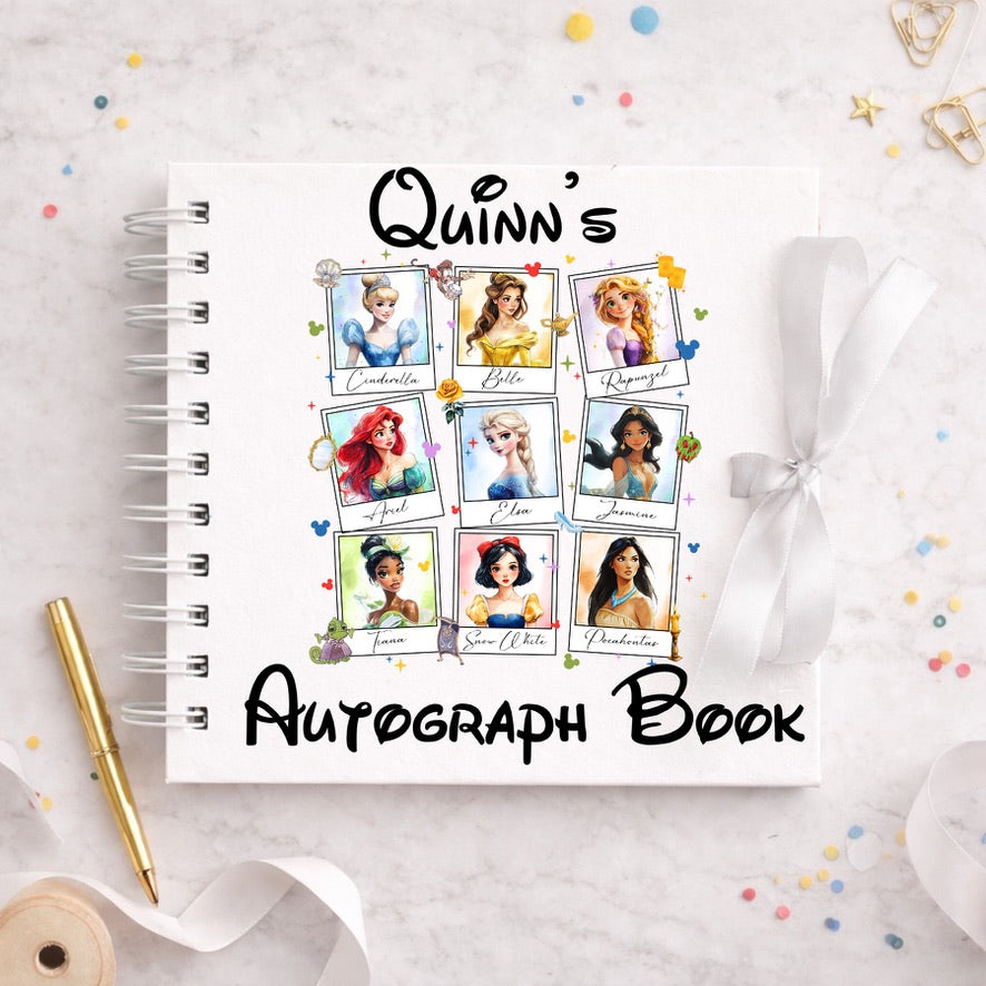 Personalised Princess Polaroid Disney Autograph Book, Personalised Disney World Trip, Gift For Disney Trip, Disney World Autograph Book