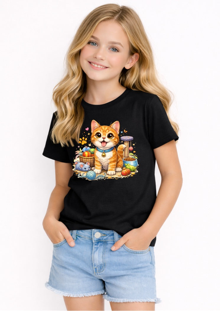 Cute Kitten Kids T-Shirt – Adorable Cat Lover Graphic Tee for Girls
