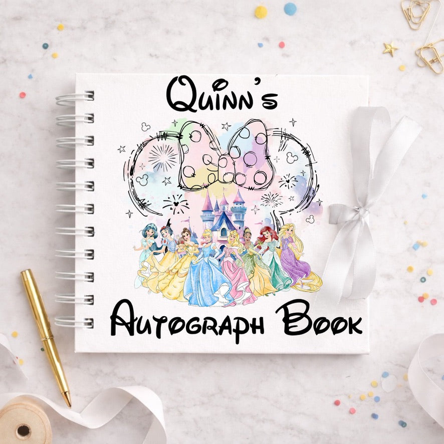 Personalised Minnie Princess Castle Disney Autograph Book, Personalised Disney World Trip, Gift For Disney Trip, Disney World Autograph Book