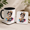 Gothic Mama Mug & Coaster Set | Skull Mama Coffee Mug | Alternative Mum Gift | Tattoo Style Mug | Goth Mother's Day Gift | Iced Coffee Lover