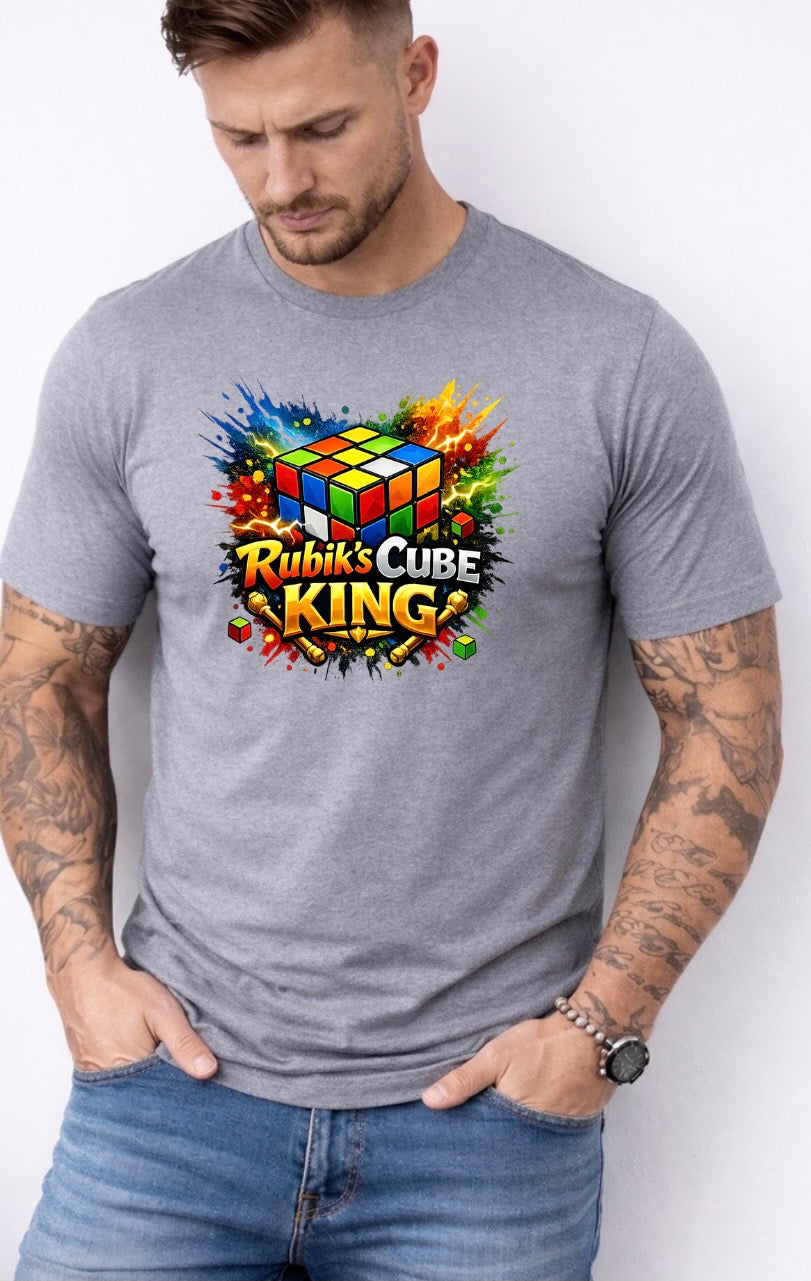 Rubik’s Cube King Graphic T-Shirt – Puzzle Lover Unisex Tee | Colorful Cube Gamer Shirt
