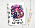 Personalised Pink Kids Gamer Notebook | Custom Name Gaming Journal – 80 Lined Pages