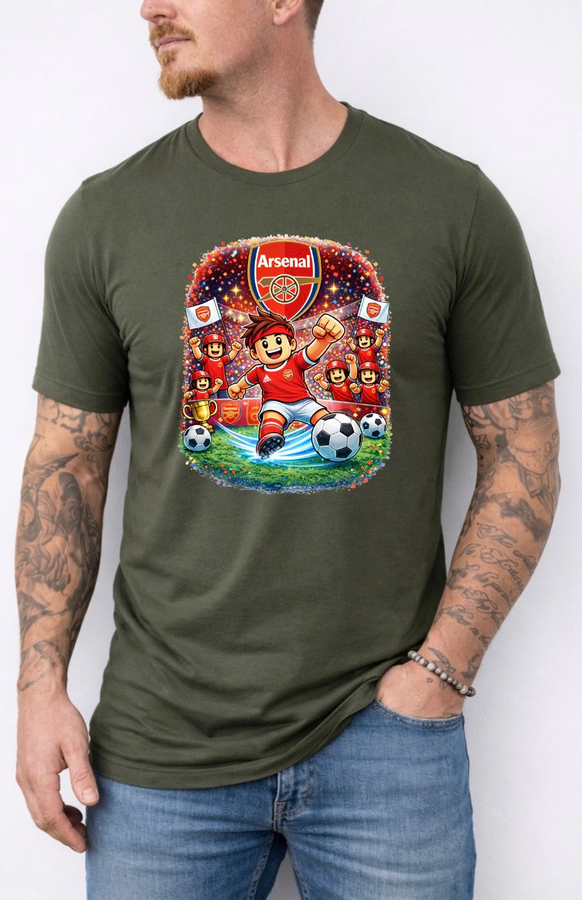 Arsenal Football Fan Graphic T-Shirt – Cartoon Soccer Supporter Unisex Tee-| Match Day Shirt