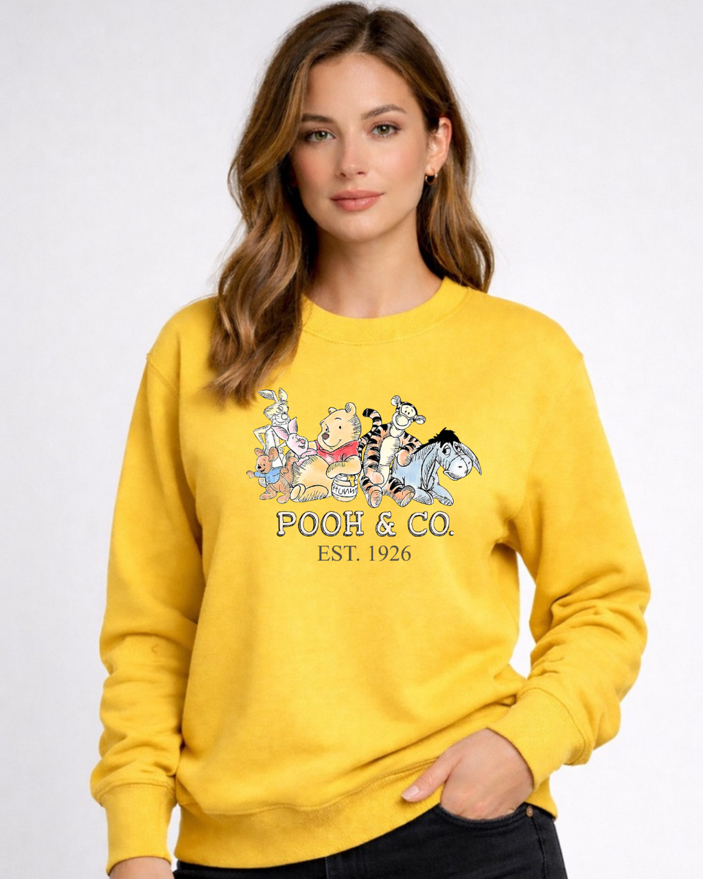Pooh & Co Disney Sweatshirt – Cozy Graphic Crewneck, Unisex Disney Style Jumper