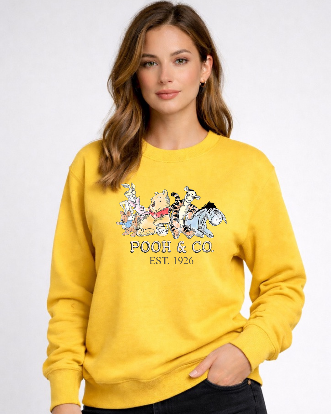 Pooh & Co Disney Sweatshirt – Cozy Graphic Crewneck, Unisex Disney Style Jumper