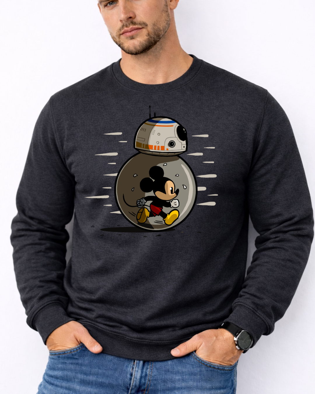 Mickey Mouse BB8 Disney Sweatshirt – Cozy Graphic Crewneck, Unisex Disney Style Jumper