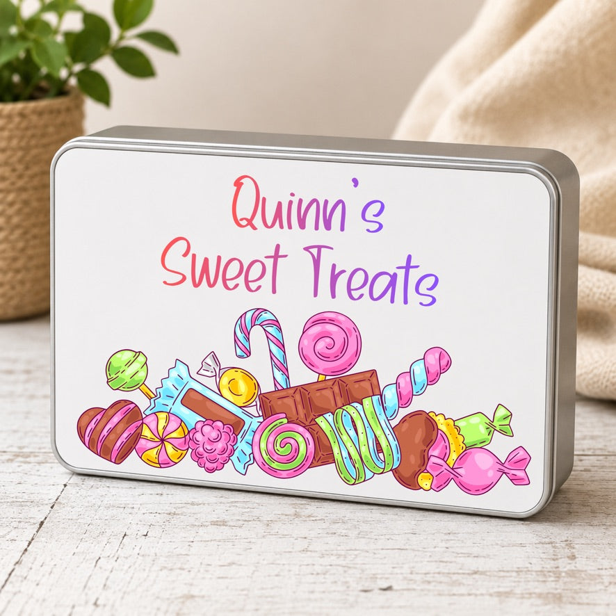 Personalised Sweet Treats Tin | Custom Sweet Storage Tin | Personalised Candy Tin | Kids Sweet Box | Sweetie Gift Tin | Chocolate & Treat Storage