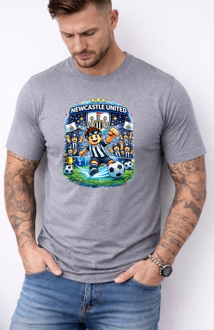 Newcastle United Football Fan Graphic T-Shirt – Cartoon Soccer Supporter Unisex Tee - Match Day Shirt