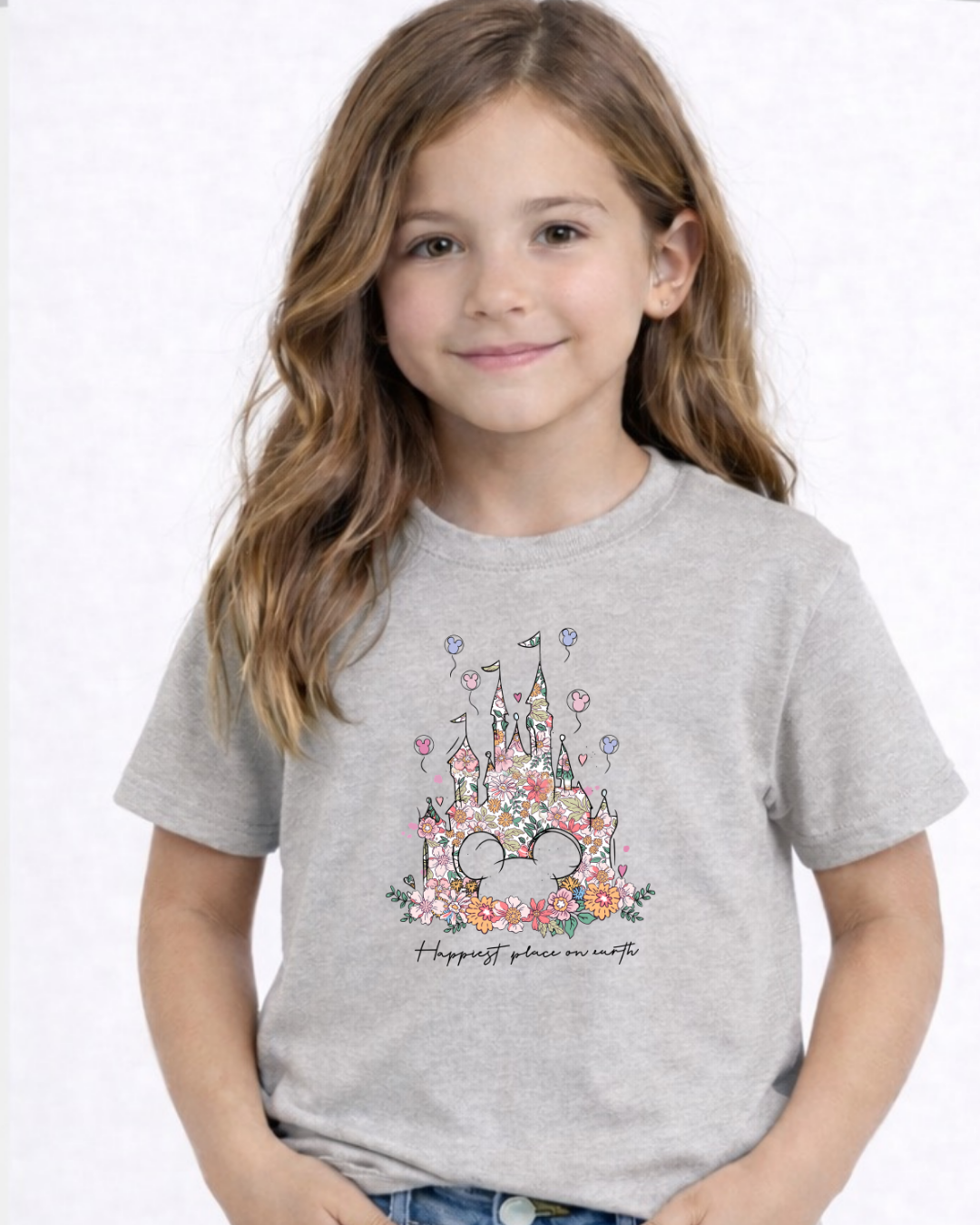 Flower Castle Happiest Place On Earth Disney Kids T-Shirt | Disney Everyday Tee | Disney Outfit
