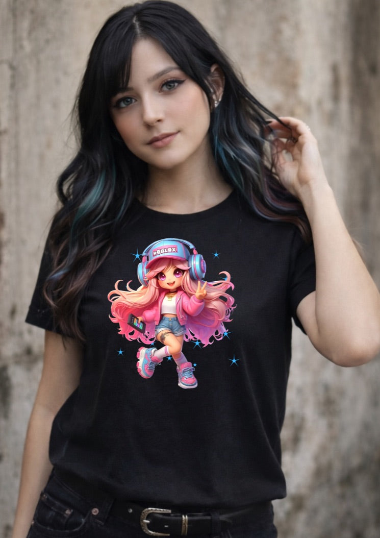 Cute Chibi Gamer Girl Graphic T-Shirt – Gaming Aesthetic Unisex Tee - Soft Cotton Everyday Shirt