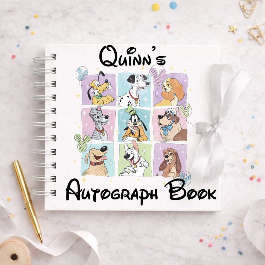 Personalised Disney Dogs Disney Autograph Book, Personalised Disney World Trip, Gift For Disney Trip, Disney World Autograph Book