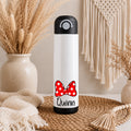 Personalised Minnie Mouse Bow Water Bottle with Straw Lid | Custom Name Water Bottle | Reusable Drinks Bottle | School Bottle | Gym Bottle | Travel Bottle
