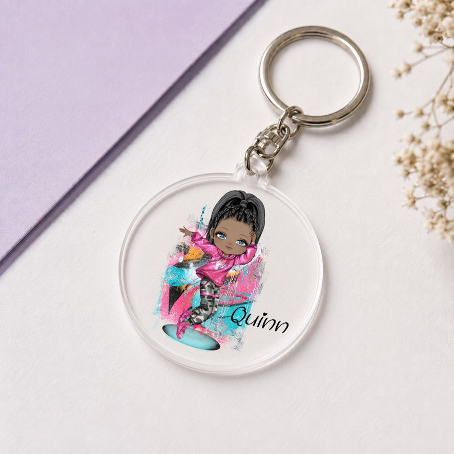 Personalised Dancing Girl Keyring | Custom Name Keyring | Bag Tag Gift