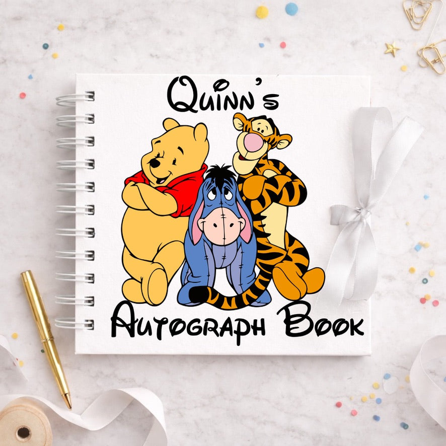 Personalised Winnie The Pooh Gang Disney Autograph Book, Personalised Disney World Trip, Gift For Disney Trip, Disney World Autograph Book