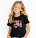 Highland Cow Kids Graphic T-Shirt – Cute Bubblegum Cow Design Girls Tee, Soft Cotton Youth Shirt