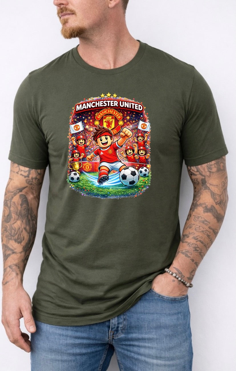 Manchester United Football Fan Graphic T-Shirt – Cartoon Soccer Supporter Unisex Tee - Match Day Shirt