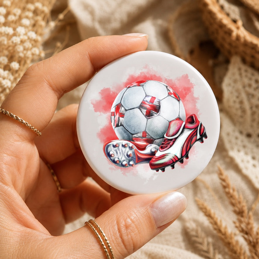 Football Button Badge | Football Pin Badge | Soccer Ball & Football Boots Badge | Sports Fan Gift | Football Party Bag Filler