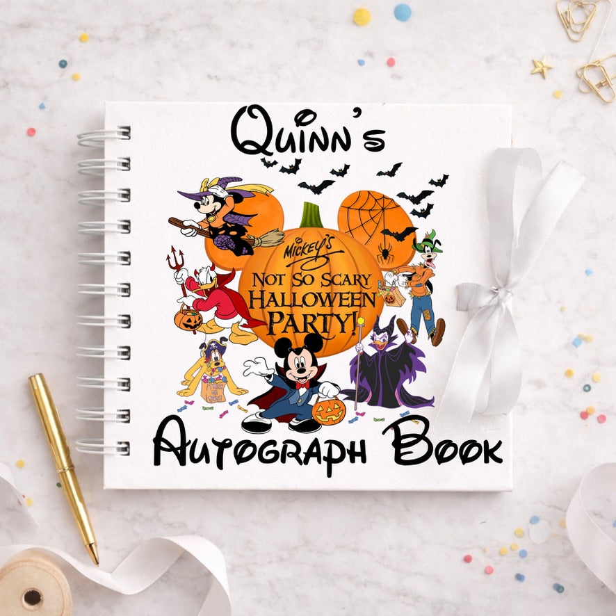 Personalised Mickey Halloween Party Disney Autograph Book, Personalised Disney World Trip, Gift For Disney Trip, Disney World Autograph Book