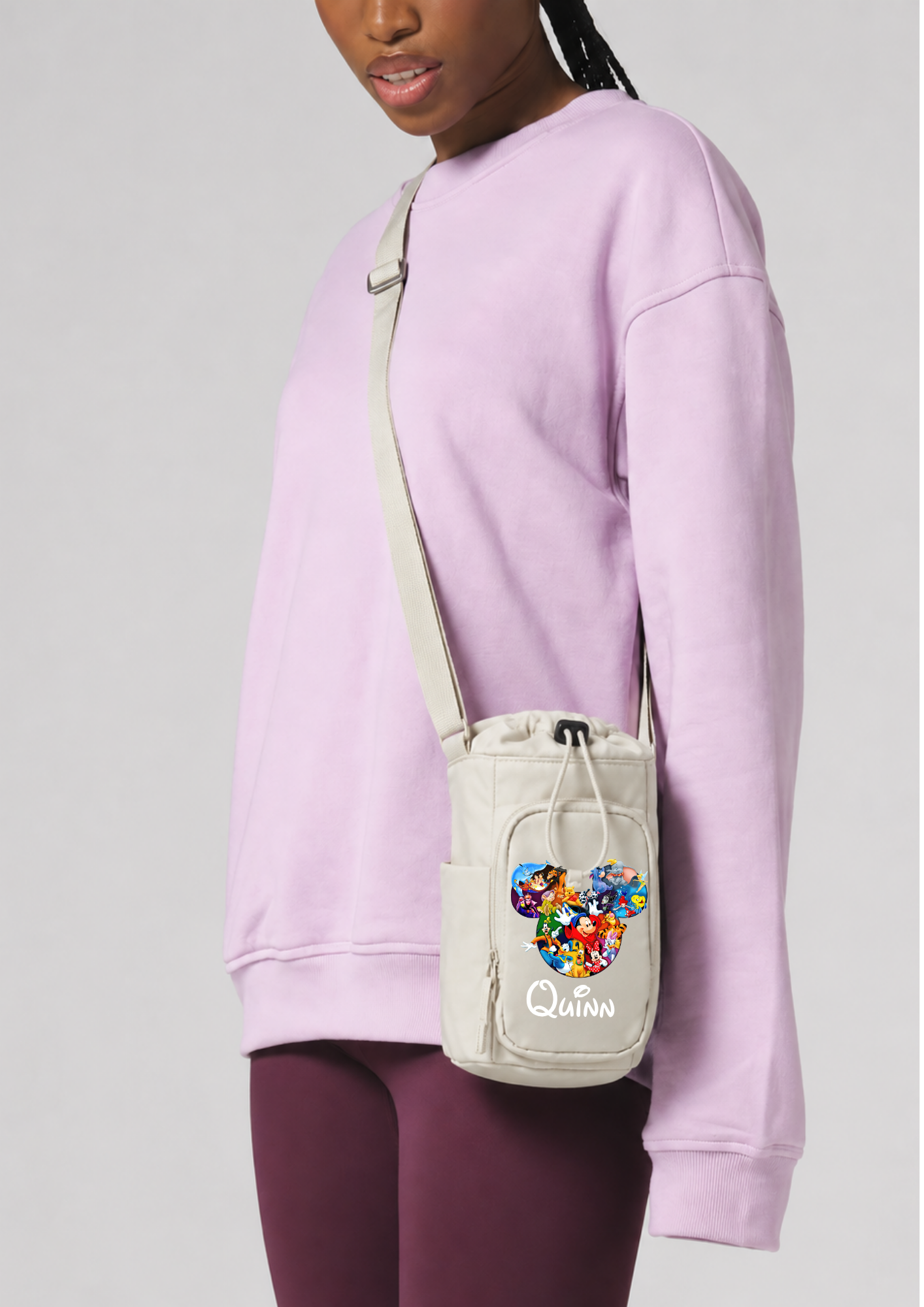 Personalised Fantasia Mickey Disney Crossbody Water Bottle Carrier
