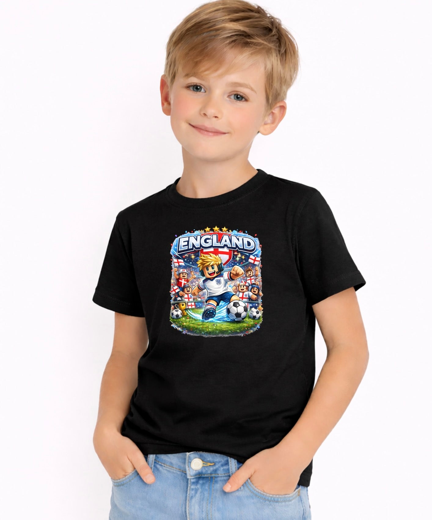 Kids England Football T-Shirt – England Soccer Graphic Tee | Youth Football Fan Shirt