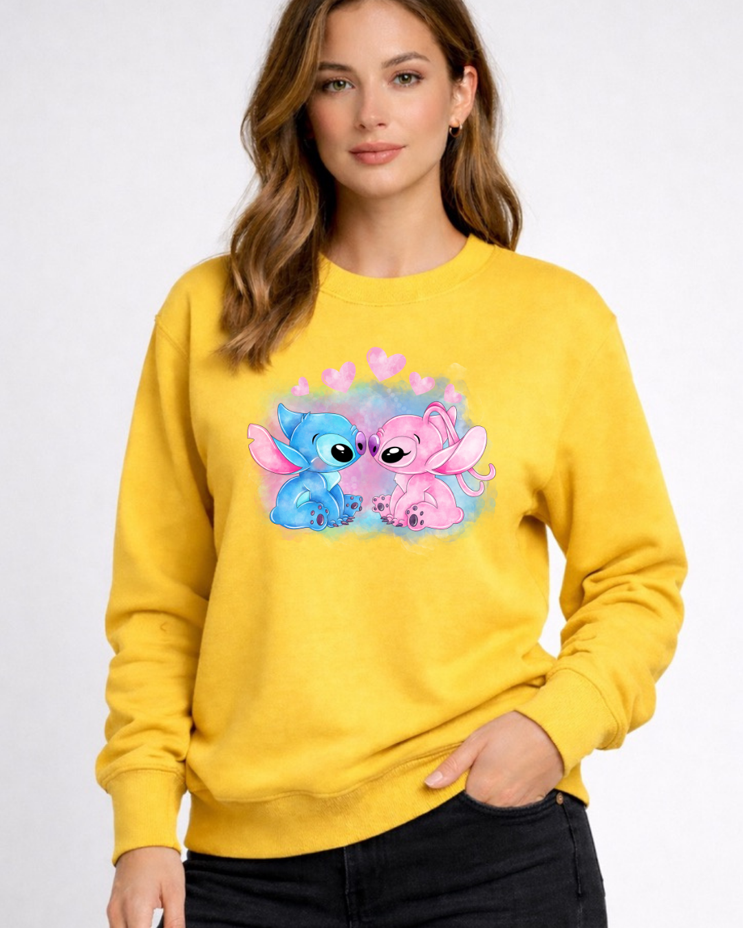 Stitch & Angel Disney Sweatshirt – Cozy Graphic Crewneck, Unisex Disney Style Jumper