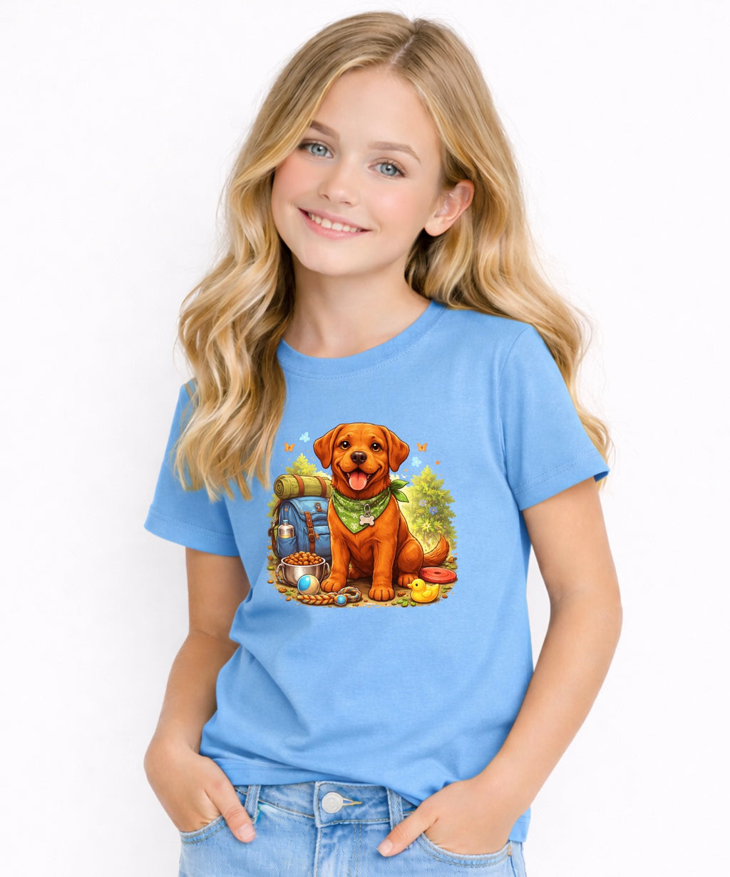 Red Fox Labrador Cute Puppy Dog Graphic Tee for Boys & Girls - Youth Dog Lover Shirt