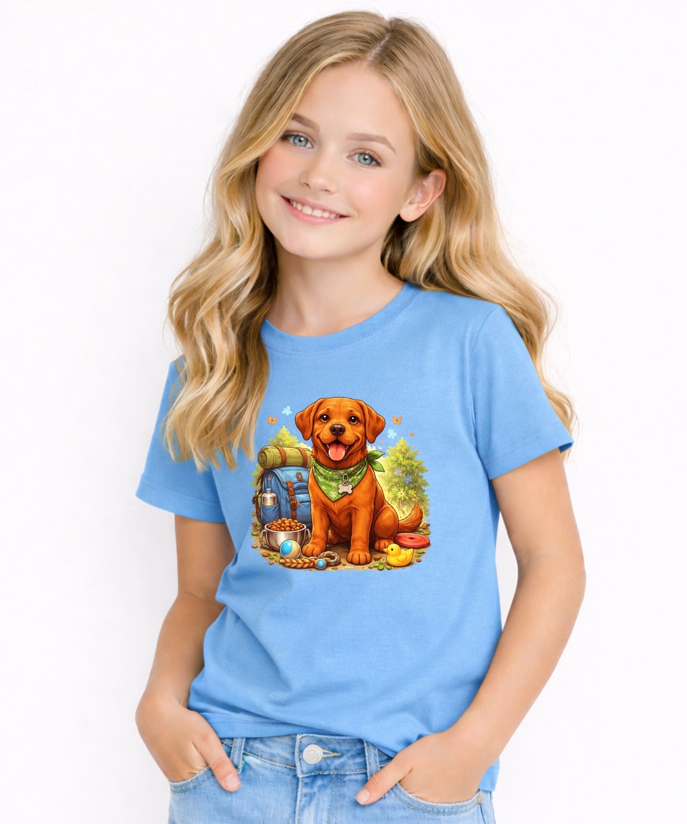 Red Fox Labrador Cute Puppy Dog Graphic Tee for Boys & Girls - Youth Dog Lover Shirt