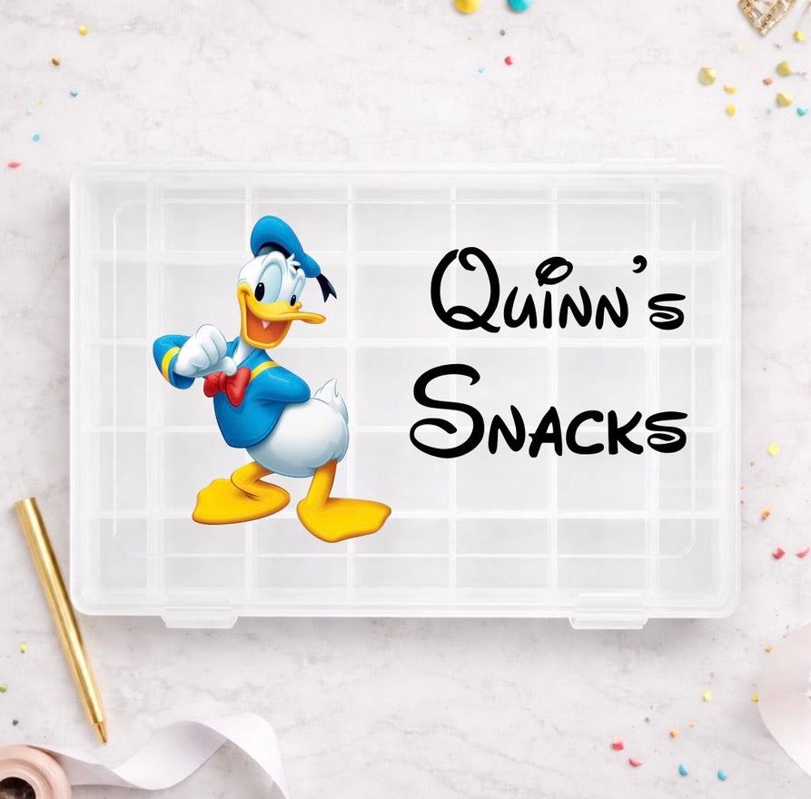 Personalised Donald Duck Disney Snack Box, Disney-Themed Snack Boxes, Travel Day Snack Box