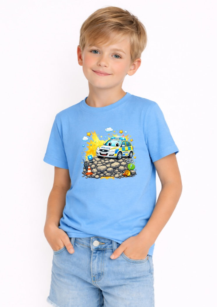 Police Car Kids T-Shirt – Cute Emergency Vehicle Graphic Tee for Boys
