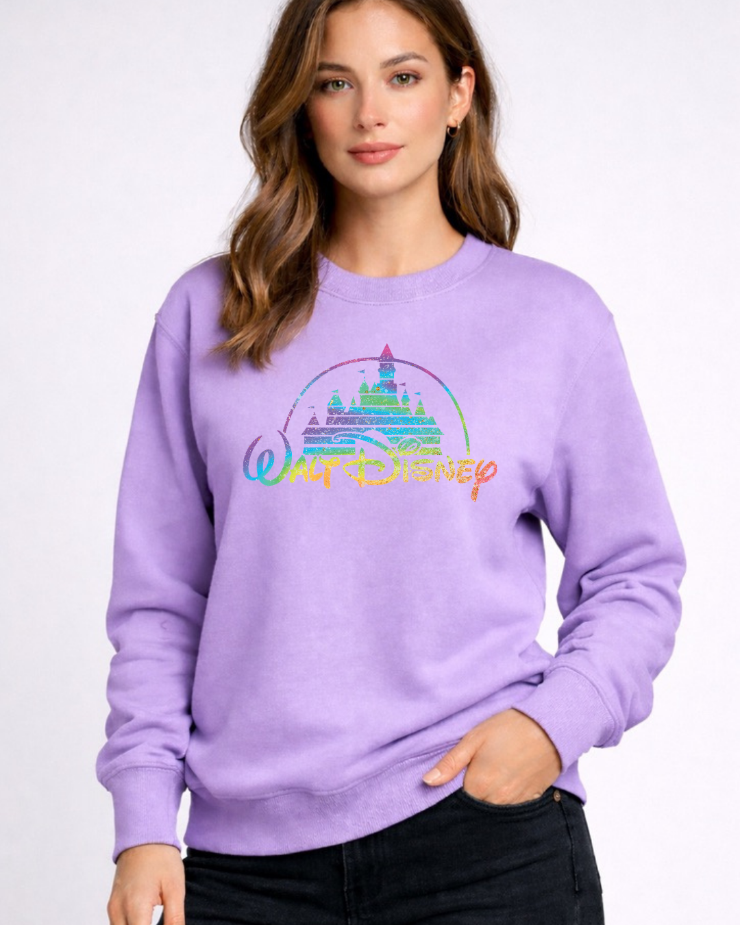Rainbow Walt Disney Castle Disney Sweatshirt – Cozy Graphic Crewneck, Unisex Disney Style Jumper