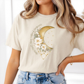 Stars Can't Shine Without Darkness Floral Moon T-Shirt | Inspirational Boho Graphic Tee | Motivational Women's Shirt | Celestial Floral Top