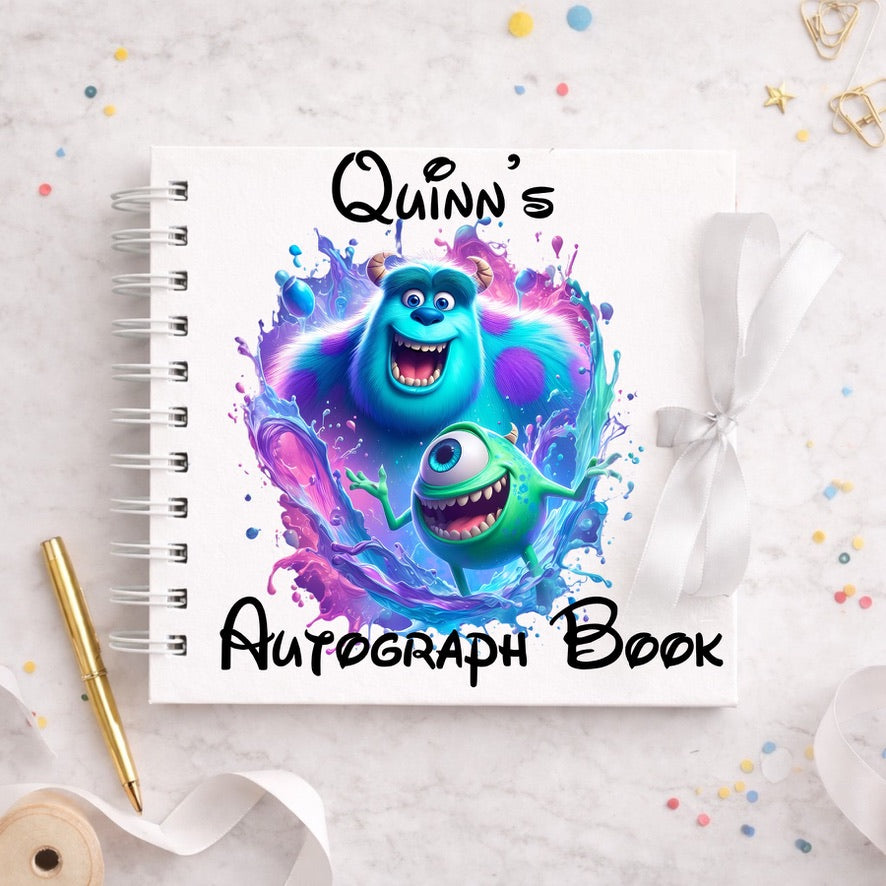 Personalised Mike & Scully Disney Autograph Book, Personalised Disney World Trip, Gift For Disney Trip, Disney World Autograph Book