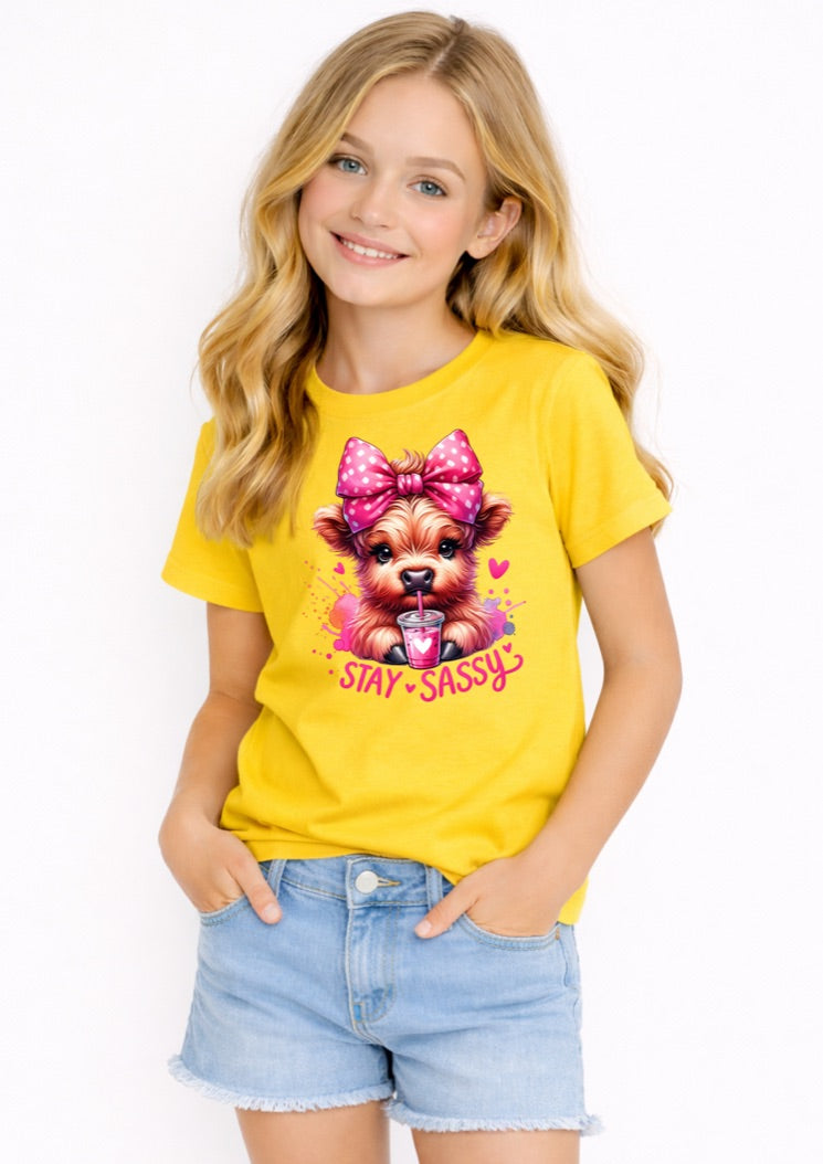 Cute Highland Cow Kids T-Shirt – Adorable Highland Calf Farm Animal Graphic Tee