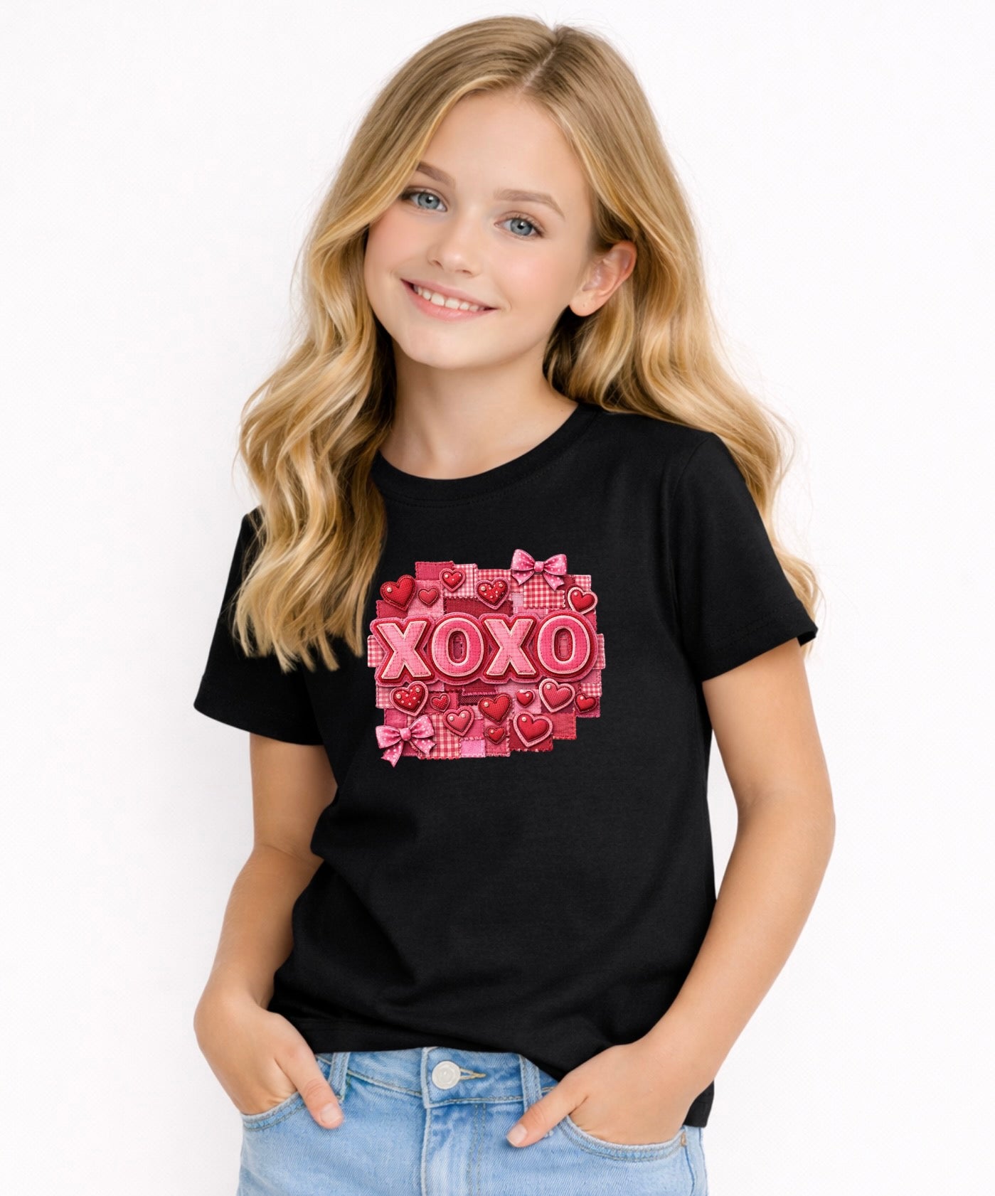 XOXO Kids Graphic T-Shirt – Cute Heart Design Girls Tee, Soft Cotton Youth Top
