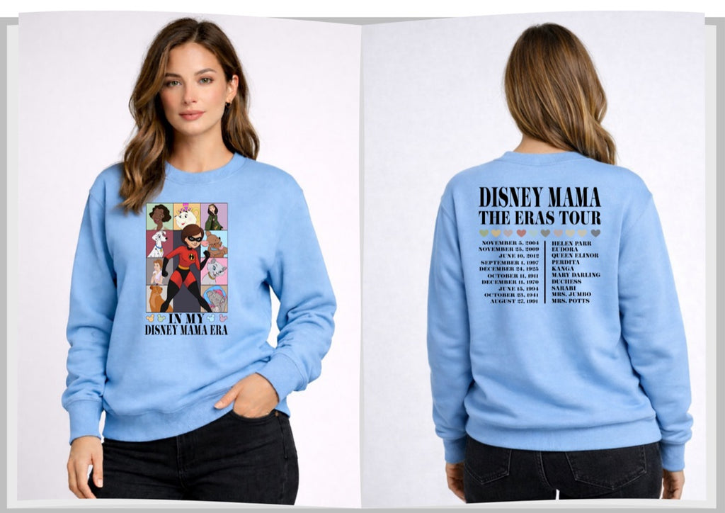Disney Mama Era Tour Disney Sweatshirt – Cozy Graphic Crewneck, Unisex Disney Style Jumper